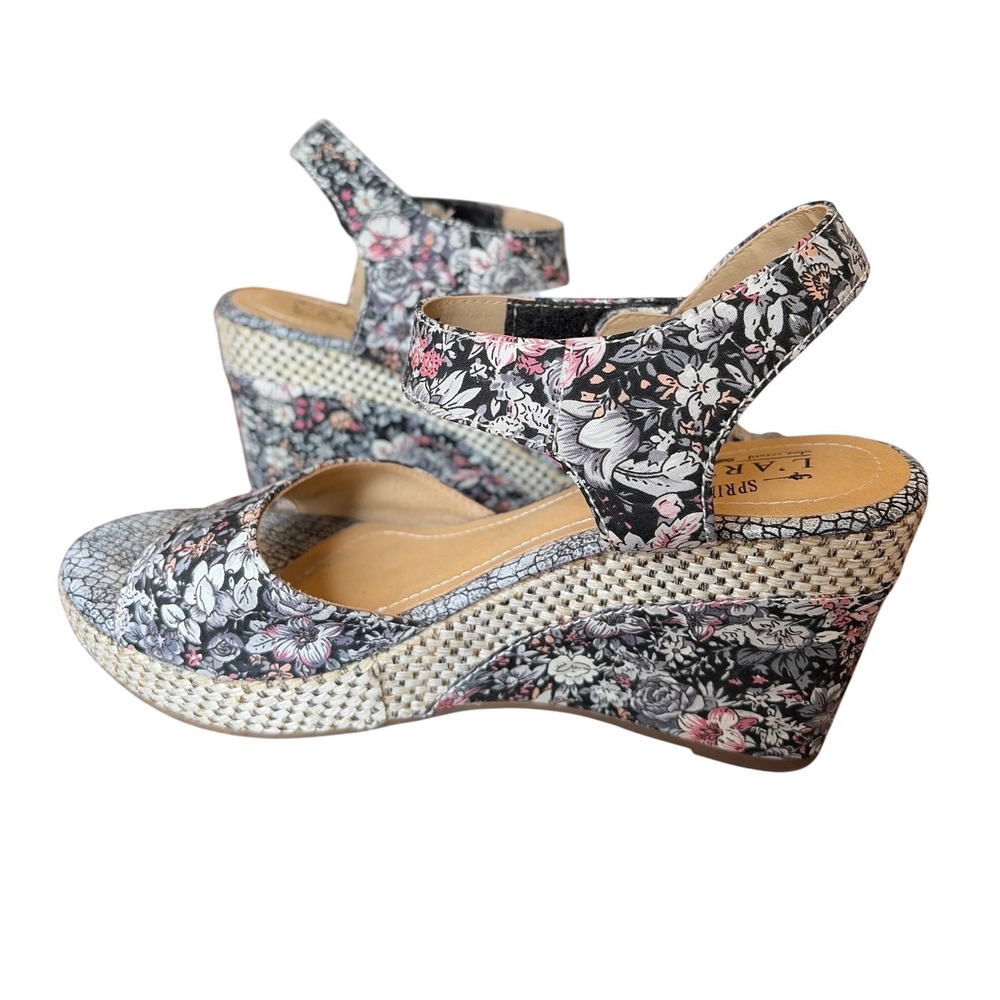 L'Artiste Spring Step Ellimae Multi Floral Wedge Sandals Leather 37 US 6.5-7 - Picture 4 of 9